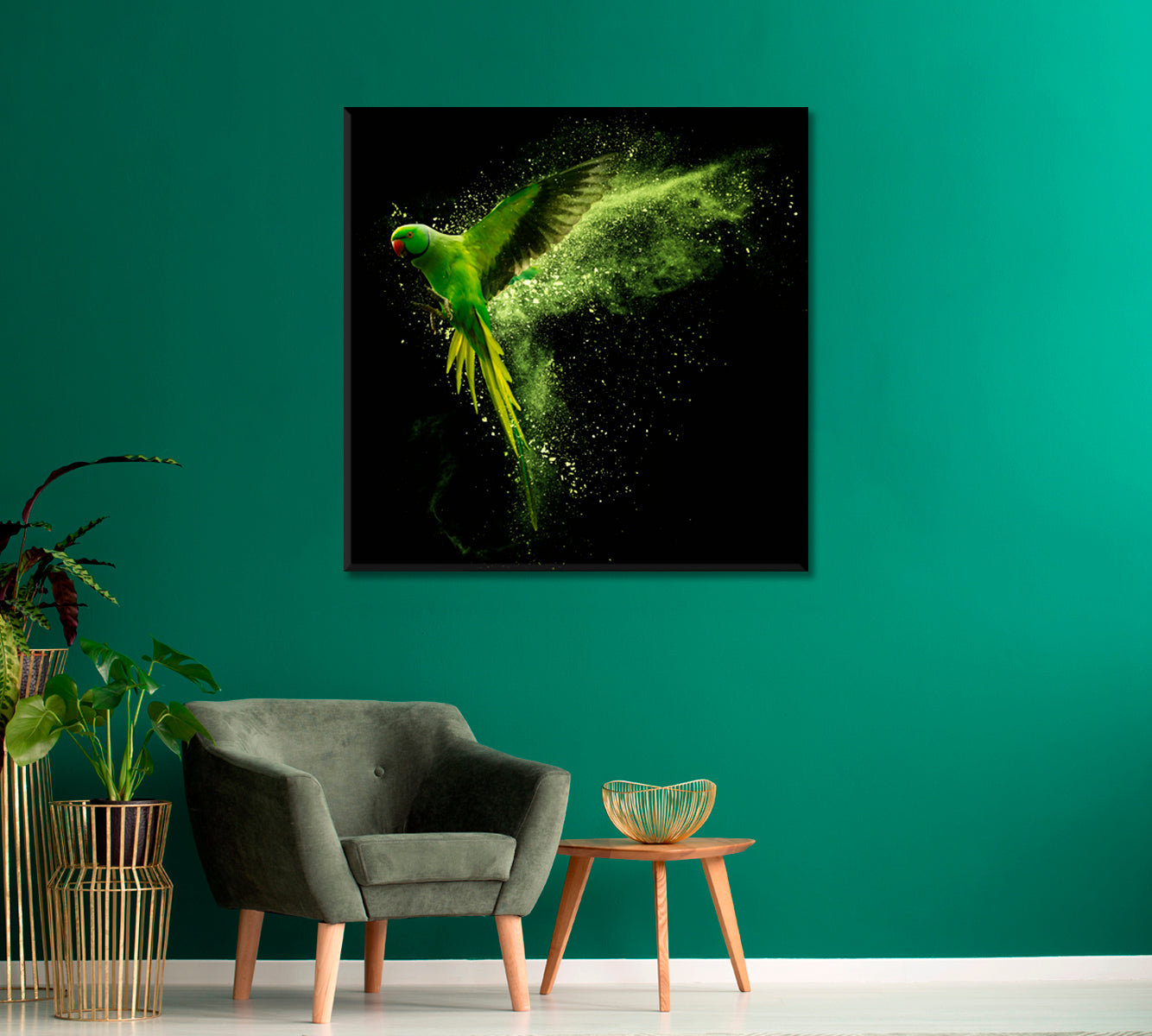 Beautiful Green Parrot Canvas Print-Canvas Print-CetArt-1 panel-12x12 inches-CetArt