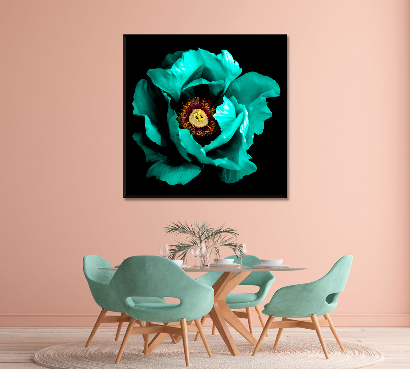 Green Peony Flower Canvas Print-Canvas Print-CetArt-1 panel-12x12 inches-CetArt