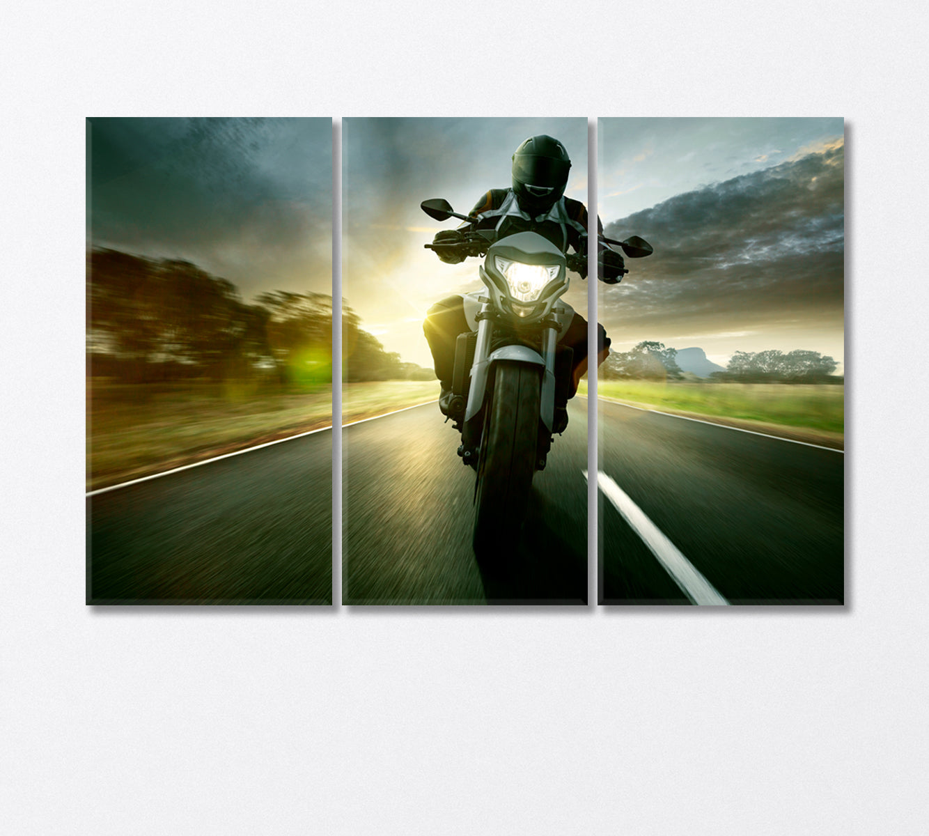 Biker Ride Motorcycle Canvas Print-Canvas Print-CetArt-3 Panels-36x24 inches-CetArt