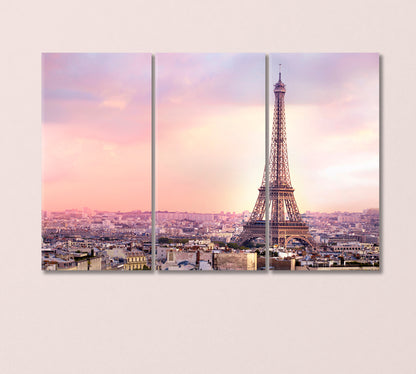 Panorama Paris and Eiffel Tower Canvas Print-Canvas Print-CetArt-3 Panels-36x24 inches-CetArt