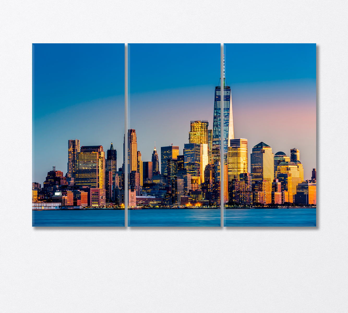 Lower Manhattan at Sunset View from Hoboken New Jersey Canvas Print-Canvas Print-CetArt-3 Panels-36x24 inches-CetArt