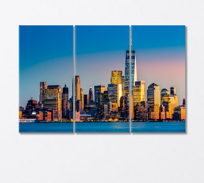 Lower Manhattan at Sunset View from Hoboken New Jersey Canvas Print-Canvas Print-CetArt-3 Panels-36x24 inches-CetArt
