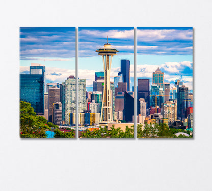 Space Needle Tower in Seattle Washington State USA Canvas Print-Canvas Print-CetArt-3 Panels-36x24 inches-CetArt