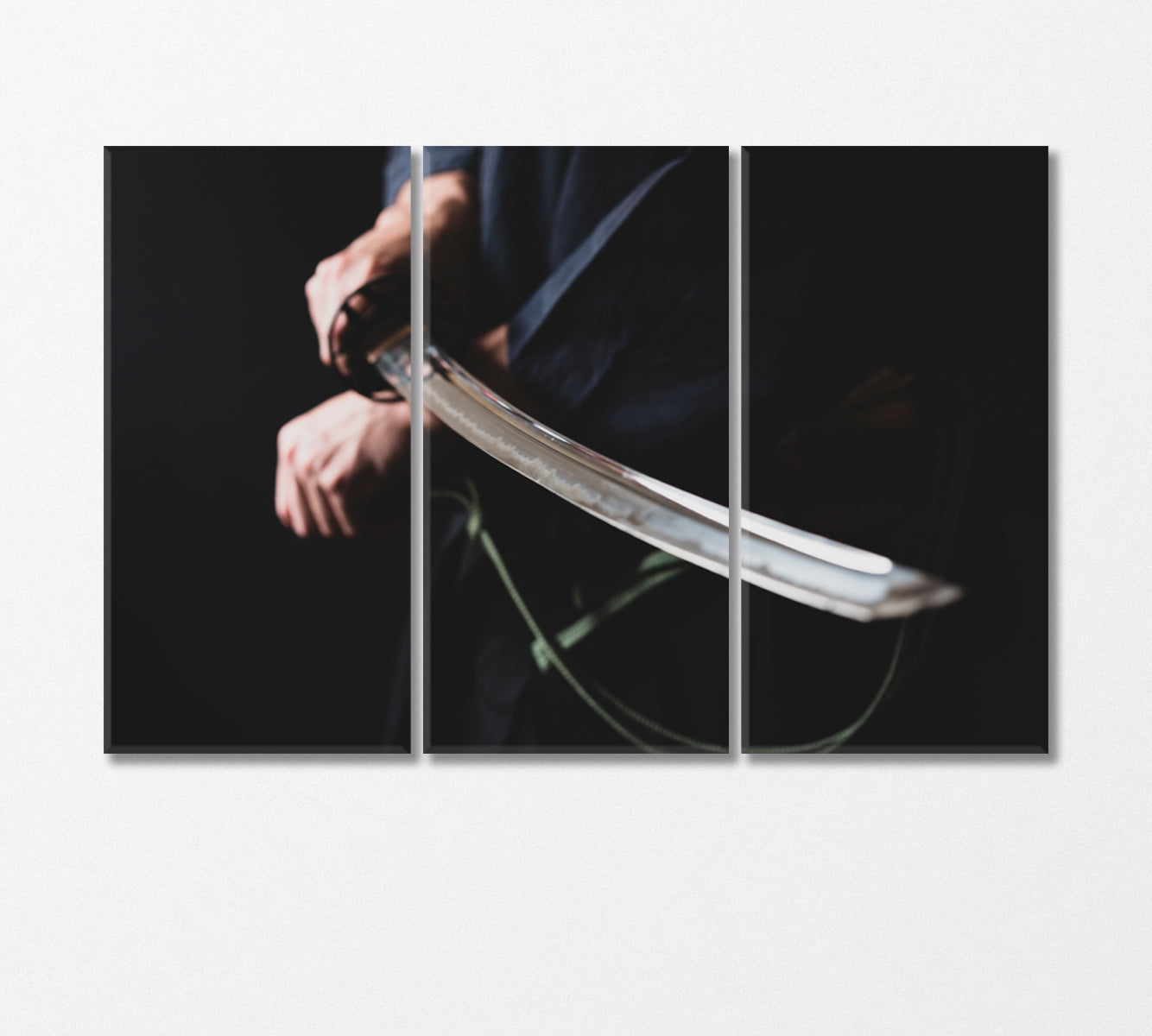 Japanese Sword in Samurai Hands Canvas Print-Canvas Print-CetArt-3 Panels-36x24 inches-CetArt