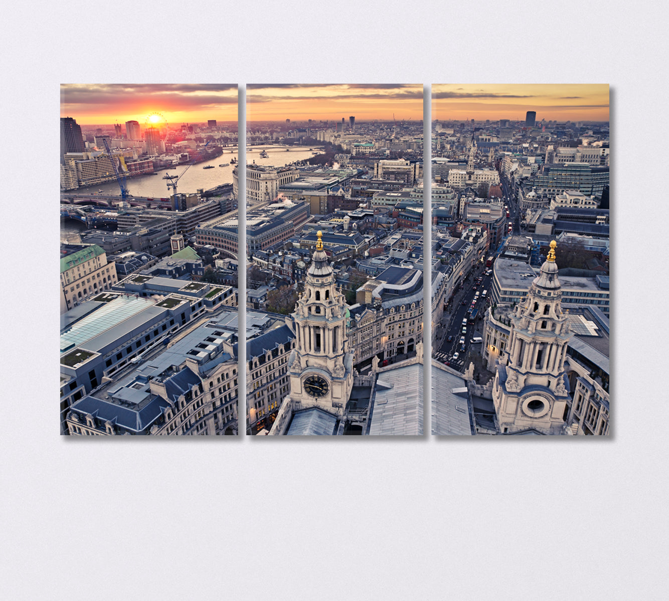 London at Dusk View of St Paul's Cathedral Canvas Print-Canvas Print-CetArt-3 Panels-36x24 inches-CetArt