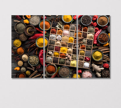 Variety of Spices and Herbs Canvas Print-Canvas Print-CetArt-3 Panels-36x24 inches-CetArt
