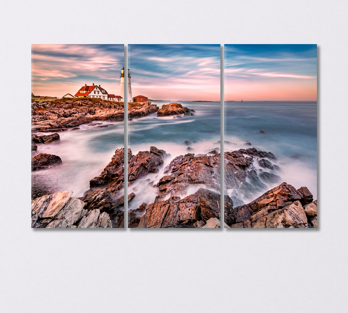 Oldest Lighthouse in Maine USA Canvas Print-Canvas Print-CetArt-3 Panels-36x24 inches-CetArt