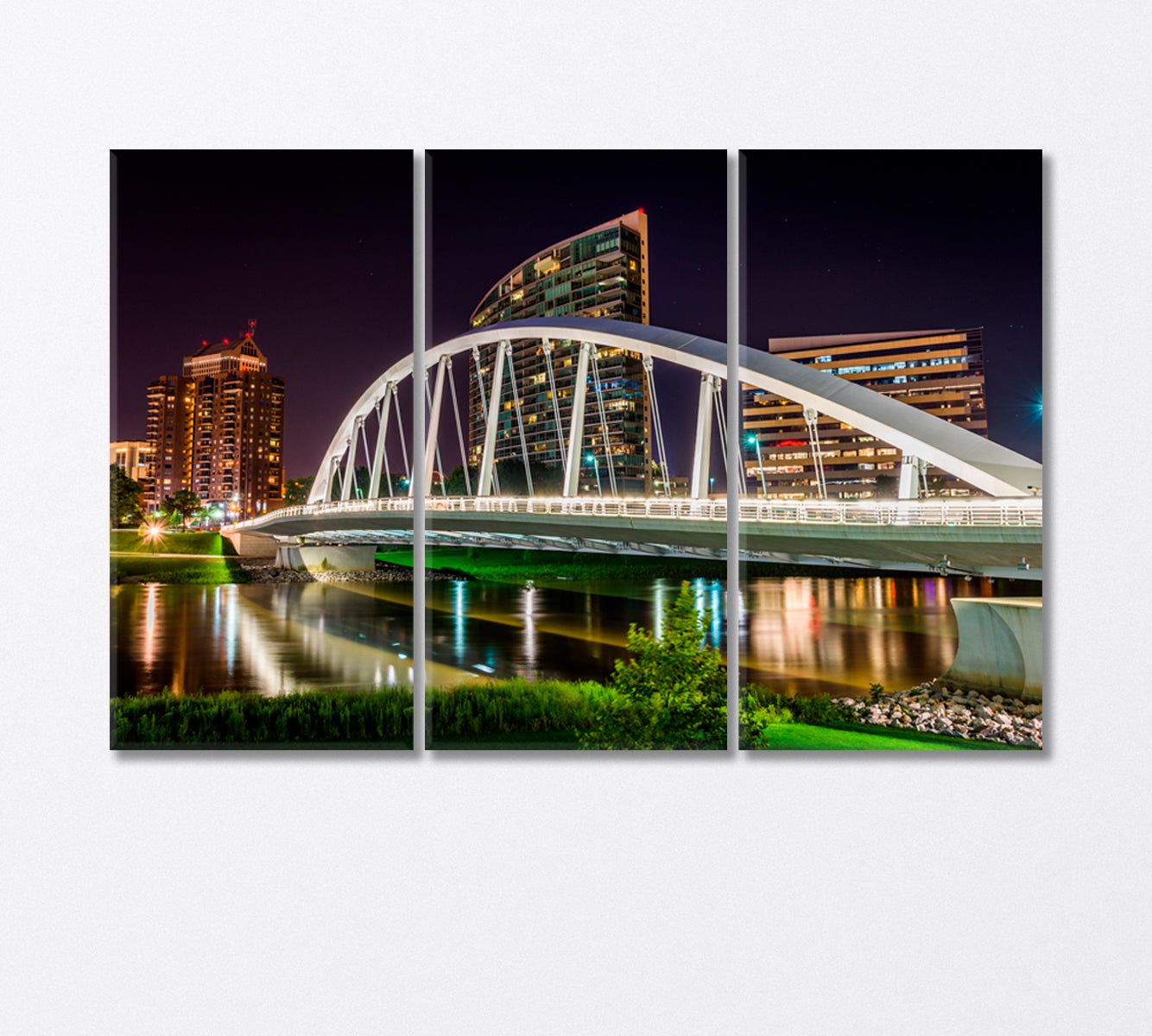 Discovery Bridge in Columbus Ohio USA Canvas Print-Canvas Print-CetArt-3 Panels-36x24 inches-CetArt