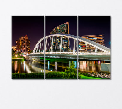 Discovery Bridge in Columbus Ohio USA Canvas Print-Canvas Print-CetArt-3 Panels-36x24 inches-CetArt