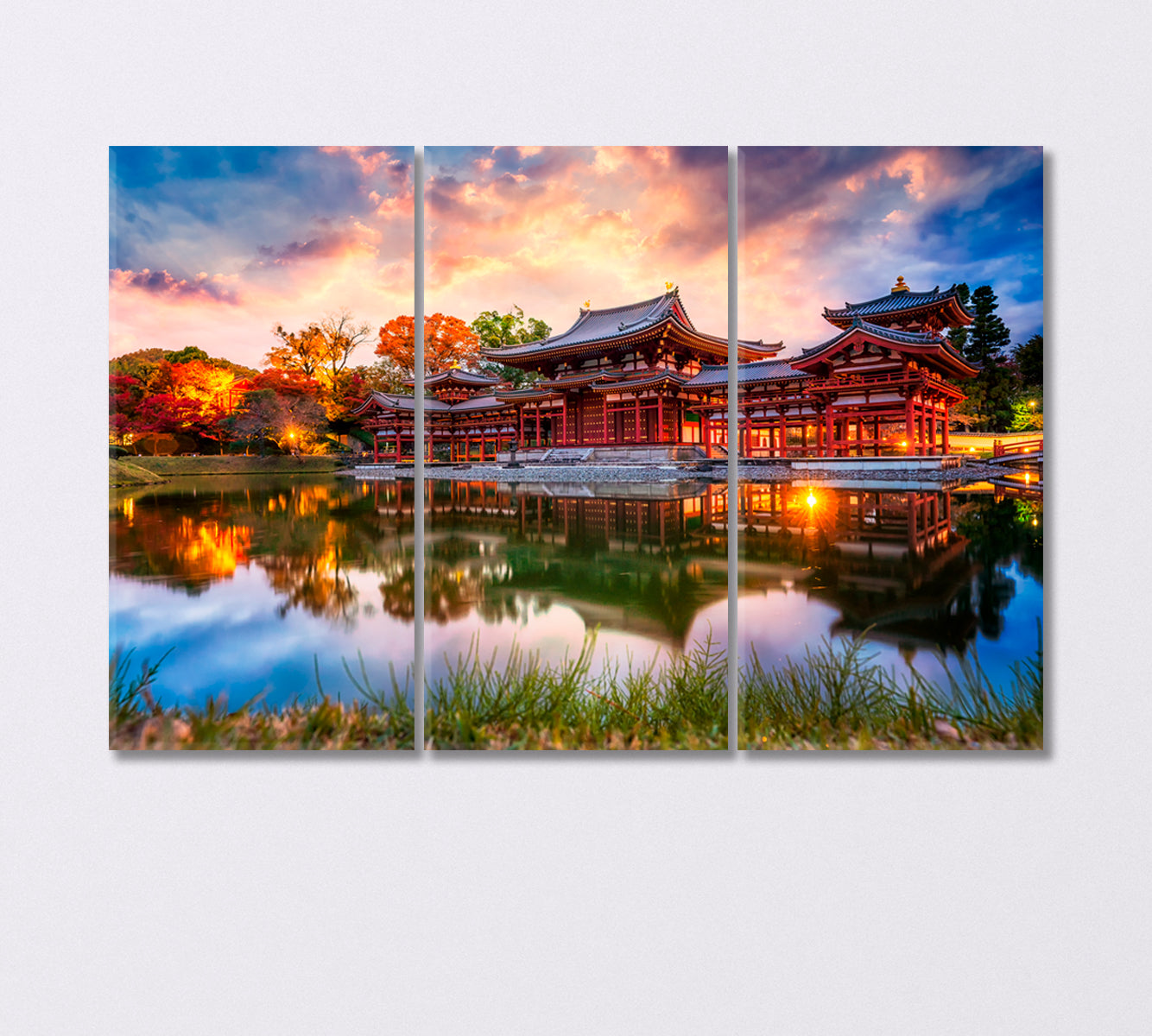 Byodo-in Buddhist Temple in Uji Japan Canvas Print-Canvas Print-CetArt-3 Panels-36x24 inches-CetArt