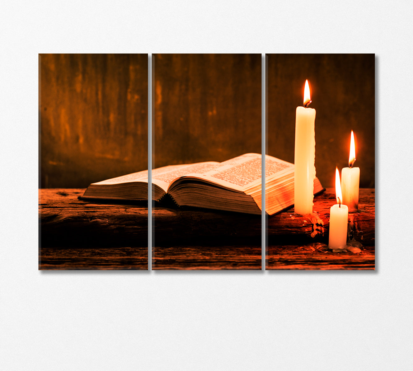 Bible with Candles Canvas Print-CetArt-3 Panels-36x24 inches-CetArt