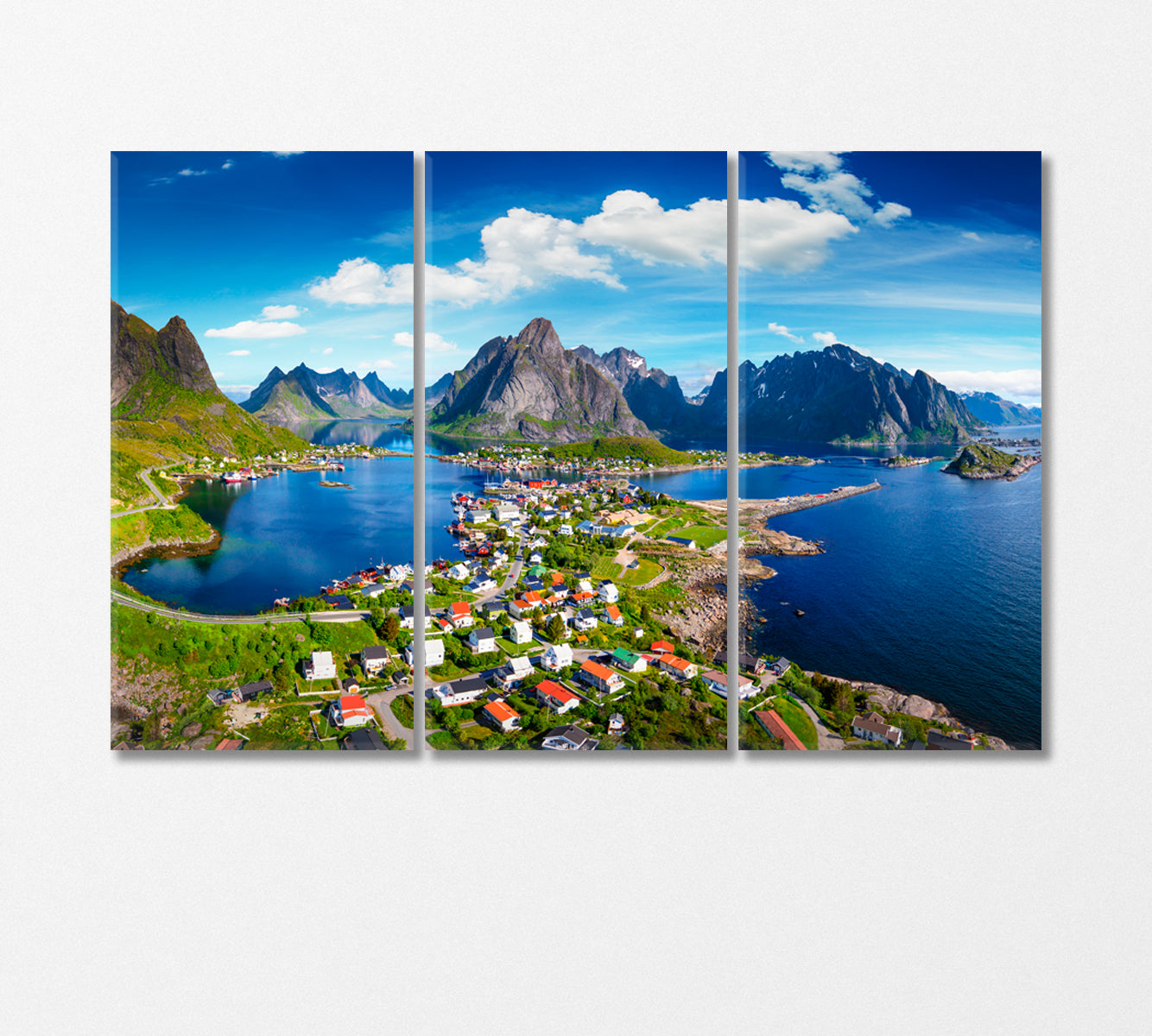 Reine Village in Lofoten Norway Canvas Print-Canvas Print-CetArt-3 Panels-36x24 inches-CetArt