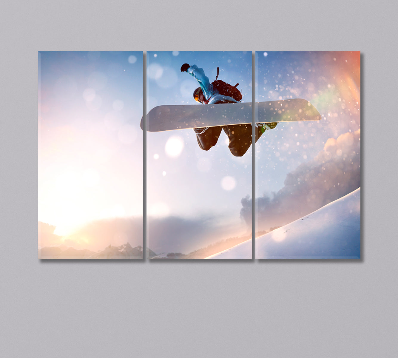 Snowboarder in Flight Canvas Print-Canvas Print-CetArt-3 Panels-36x24 inches-CetArt