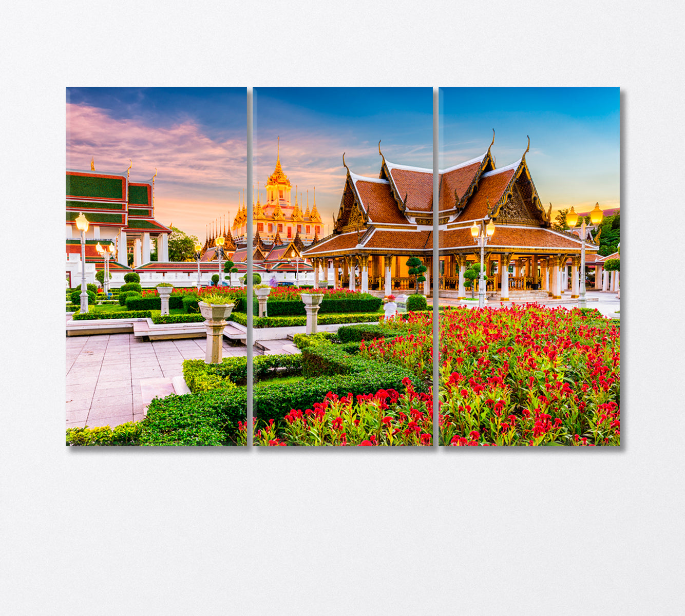 Wat Ratchanatdaram Temple Thailand Canvas Print-Canvas Print-CetArt-3 Panels-36x24 inches-CetArt