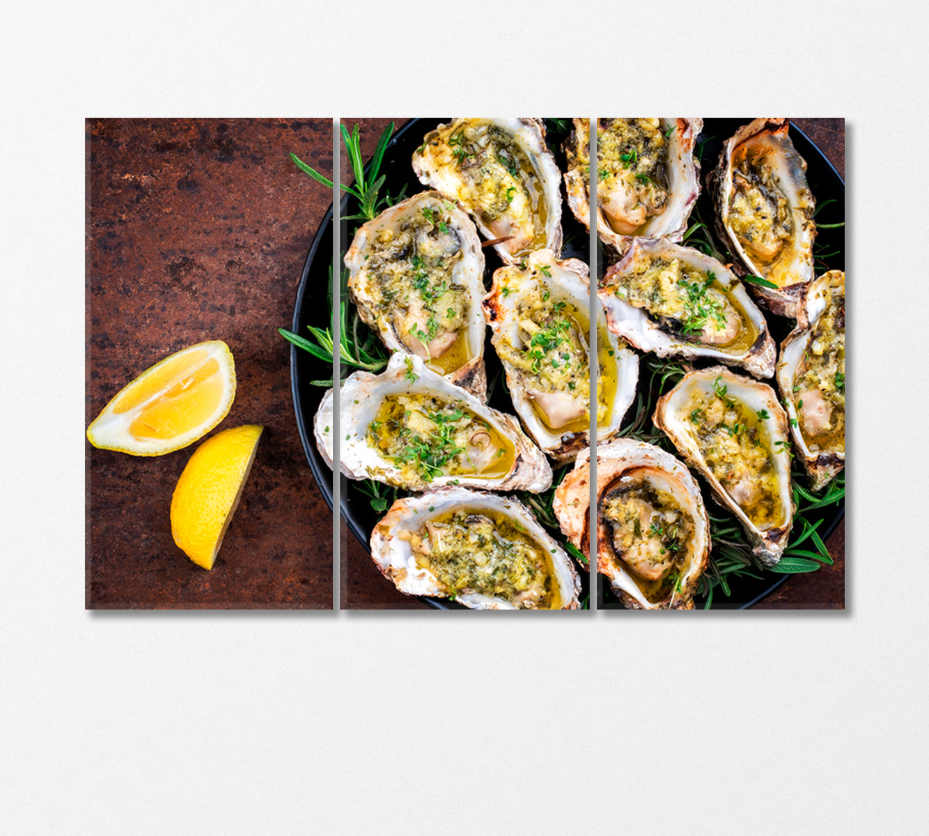 Baked Oysters with Lemon and Herbs Canvas Print-Canvas Print-CetArt-3 Panels-36x24 inches-CetArt