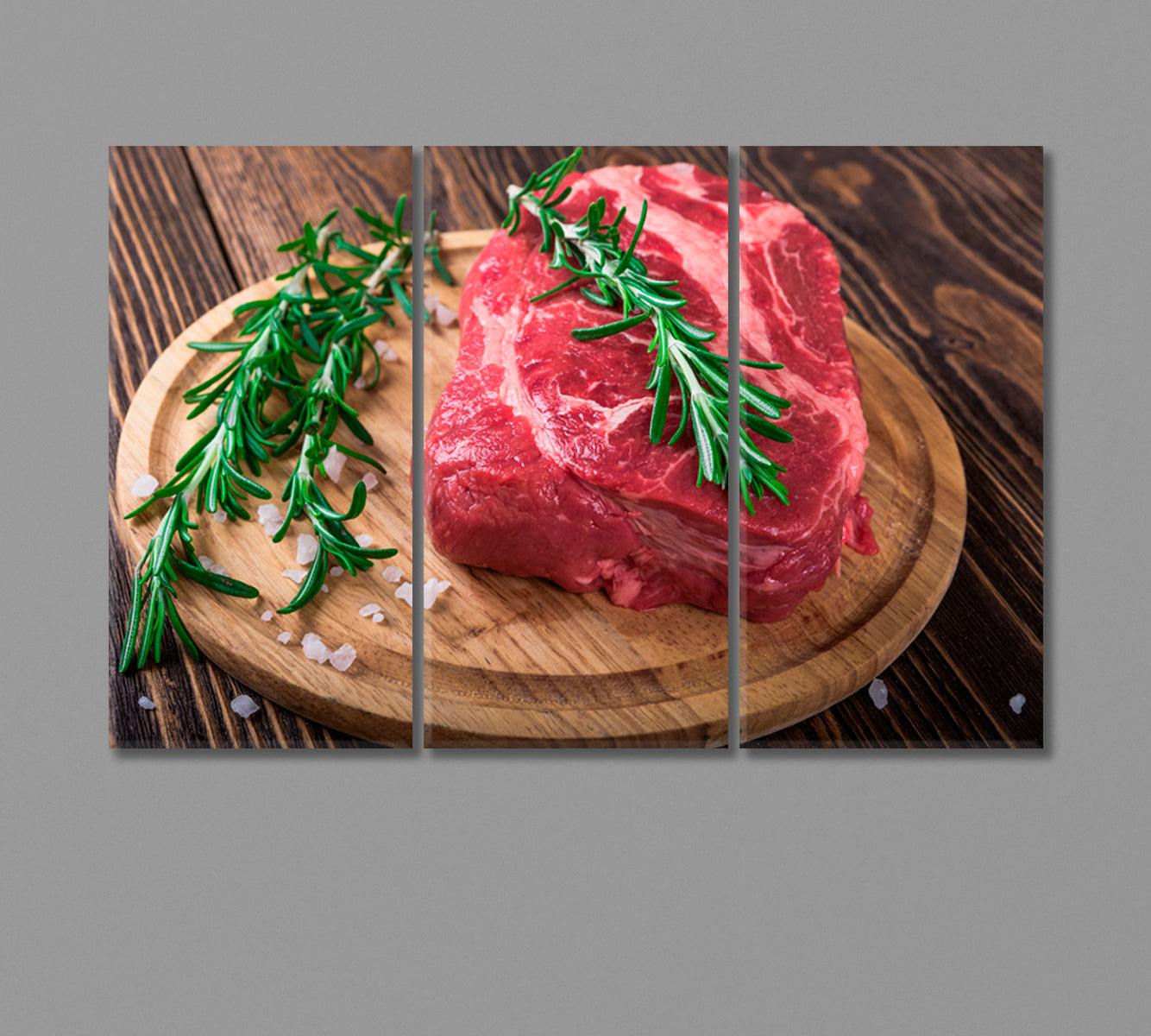 Raw Beef Steak with Rosemary Canvas Print-Canvas Print-CetArt-3 Panels-36x24 inches-CetArt