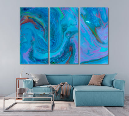 Abstract Blue Contemporary Waves Canvas Print-Canvas Print-CetArt-1 Panel-24x16 inches-CetArt