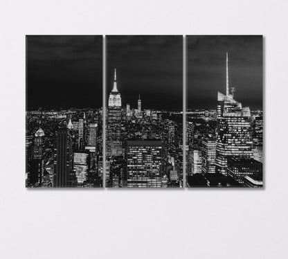 New York in Black White Canvas Print-Canvas Print-CetArt-3 Panels-36x24 inches-CetArt