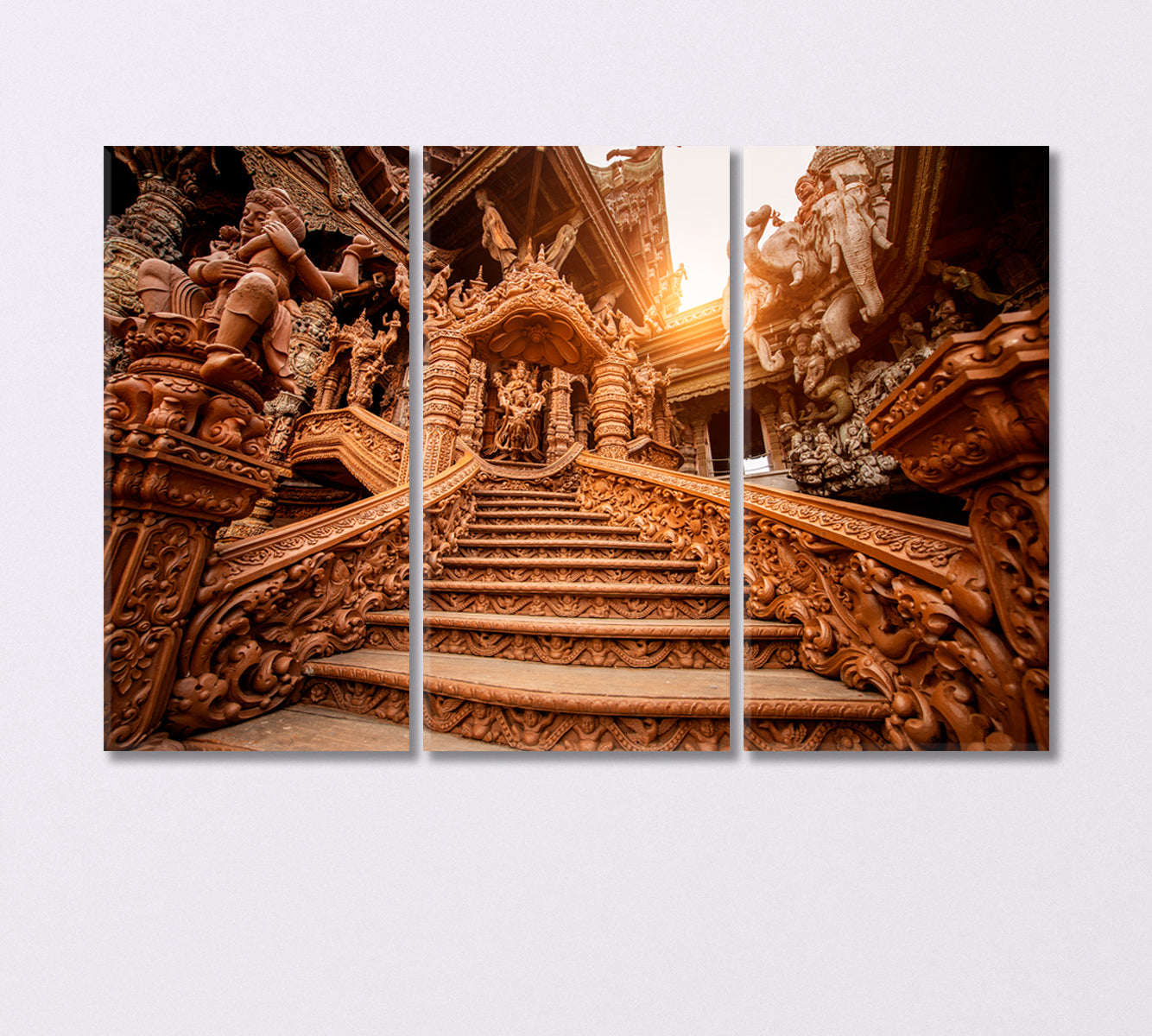 Temple of Truth in Naklua Pattaya Canvas Print-Canvas Print-CetArt-3 Panels-36x24 inches-CetArt