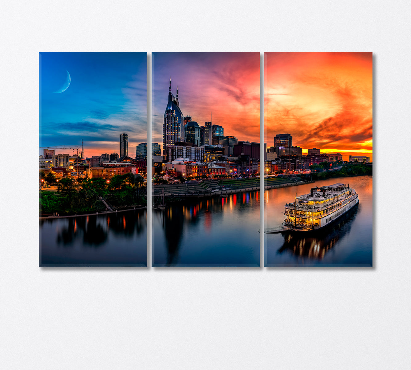 Sunset over Nashville Tennessee USA Canvas Print-Canvas Print-CetArt-3 Panels-36x24 inches-CetArt