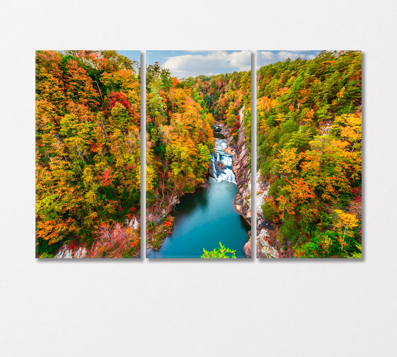 Autumn Landscape with Tallulah Falls Georgia USA Canvas Print-Canvas Print-CetArt-3 Panels-36x24 inches-CetArt