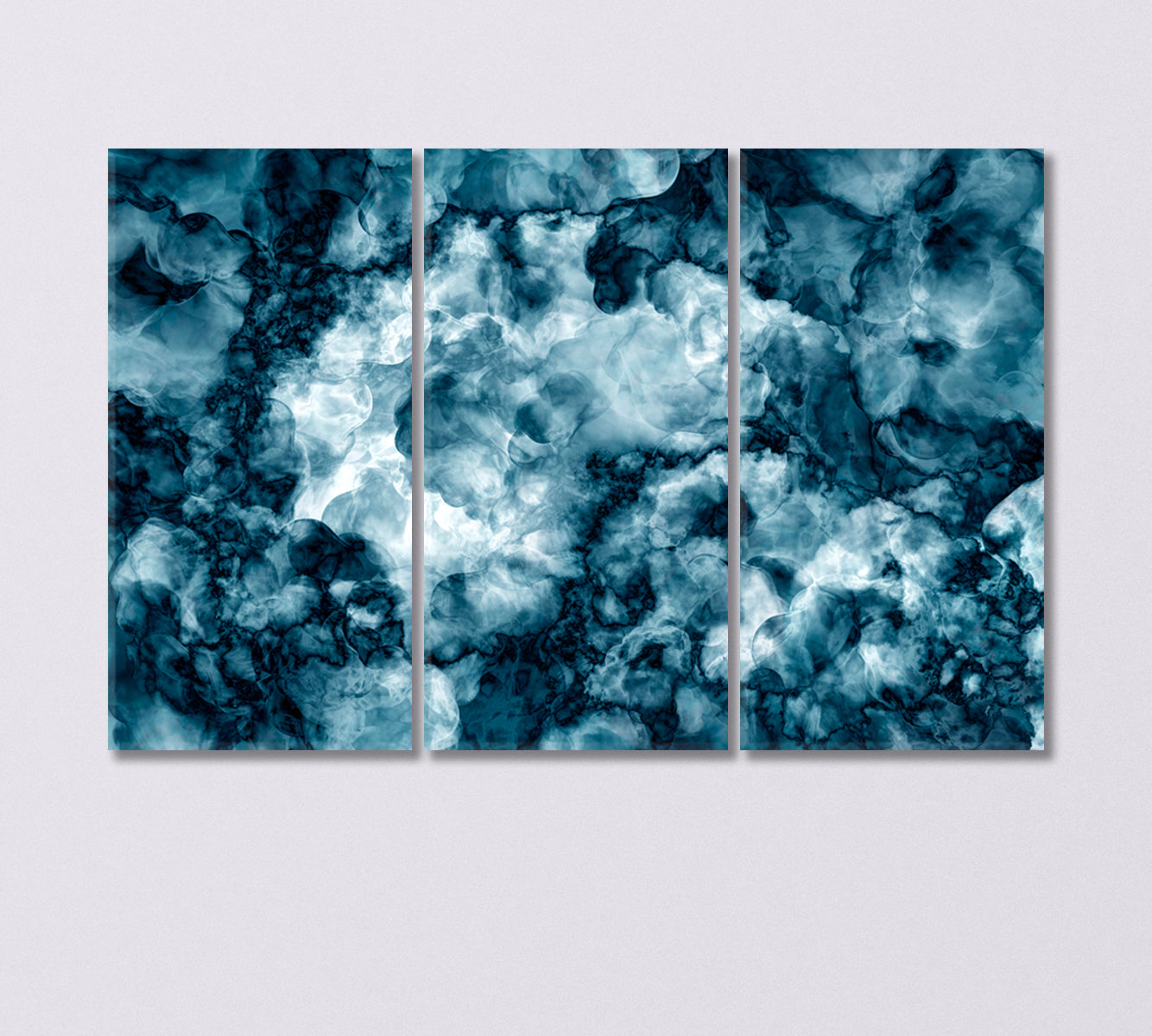 Abstract Dark Blue Dense Smoke Swirls Canvas Print-Canvas Print-CetArt-3 Panels-36x24 inches-CetArt