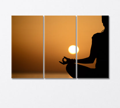 Silhouette of a Woman Doing Yoga Canvas Print-Canvas Print-CetArt-3 Panels-36x24 inches-CetArt