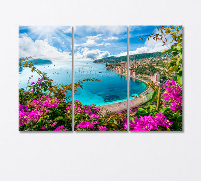 French Riviera Coast Nice France Canvas Print-Canvas Print-CetArt-3 Panels-36x24 inches-CetArt