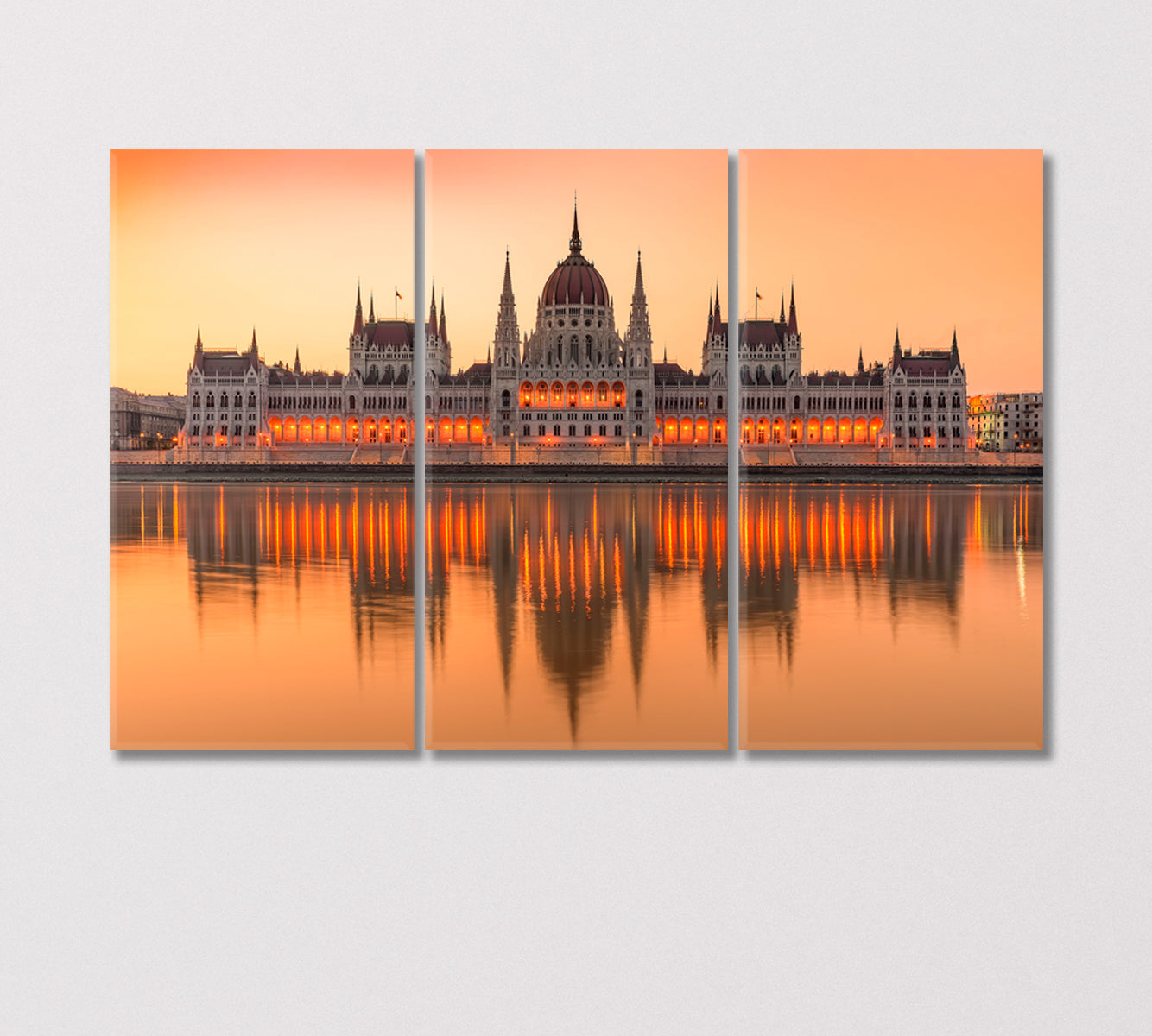 Hungarian Parliament in Budapest Canvas Print-Canvas Print-CetArt-3 Panels-36x24 inches-CetArt