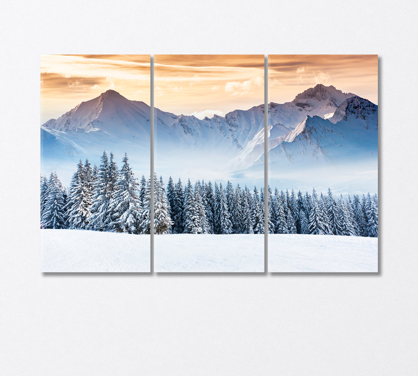 Snow Capped Mountains Fantastic Winter Landscape Canvas Print-Canvas Print-CetArt-3 Panels-36x24 inches-CetArt
