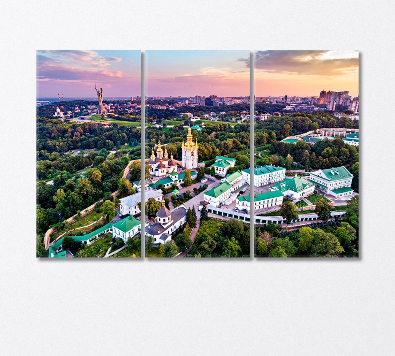 Kiev Pechersk Lavra and the Motherland Monument Kiev Ukraine Canvas Print-Canvas Print-CetArt-3 Panels-36x24 inches-CetArt