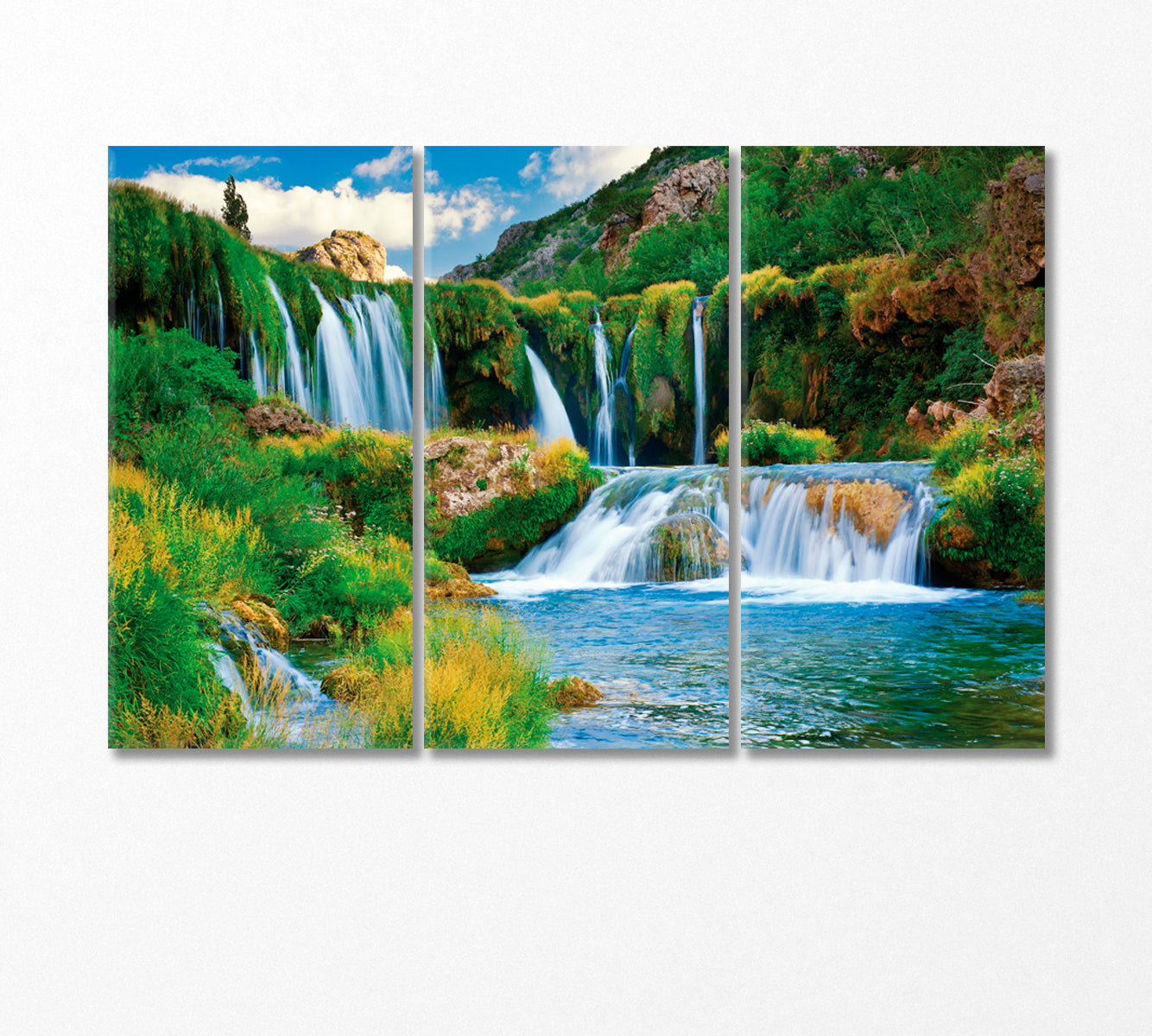 Waterfall Veliki Buk on River Zrmanja Croatia Canvas Print-Canvas Print-CetArt-3 Panels-36x24 inches-CetArt