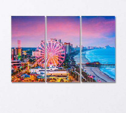 Colorful Waterfront Myrtle Beach USA Canvas Print-Canvas Print-CetArt-3 Panels-36x24 inches-CetArt