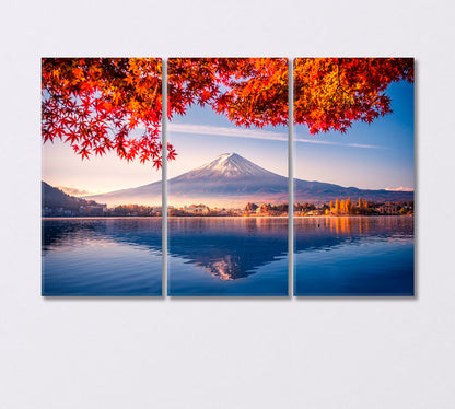 Mount Fuji Japan in Autumn Canvas Print-Canvas Print-CetArt-3 Panels-36x24 inches-CetArt