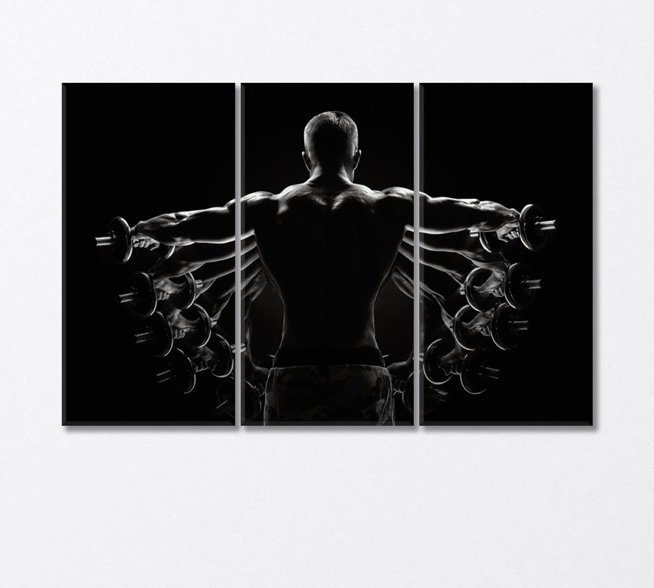 Bodybuilder Lateral Dumbbell Raise Canvas Print-Canvas Print-CetArt-3 Panels-36x24 inches-CetArt