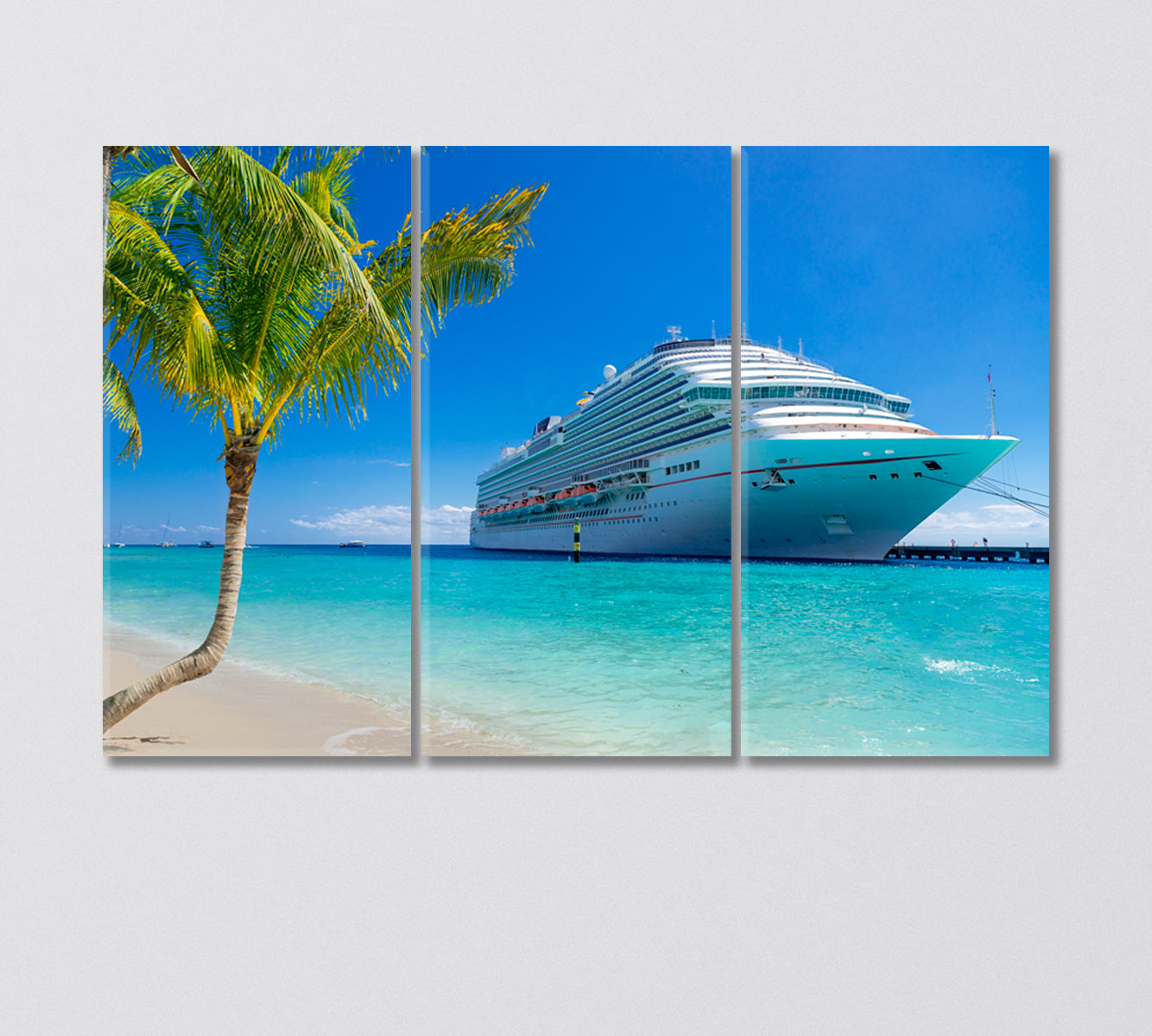 Cruise Ship at Tropical Port Canvas Print-Canvas Print-CetArt-3 Panels-36x24 inches-CetArt