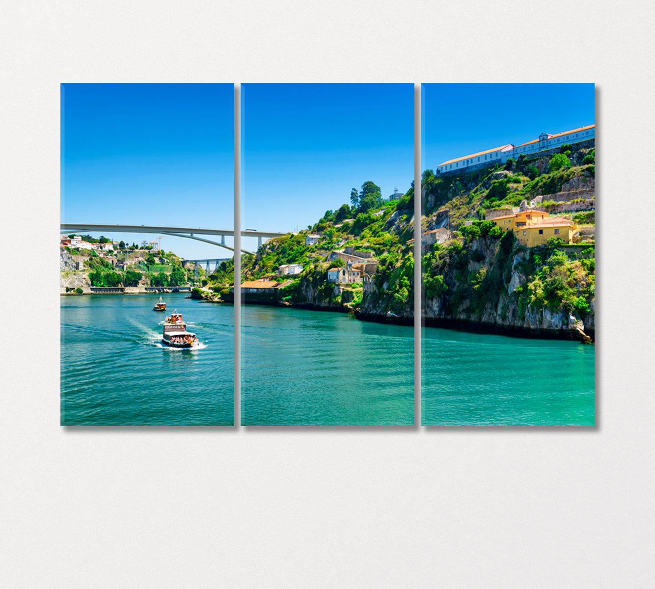 Porto Old Town with Douro River Portugal Canvas Print-Canvas Print-CetArt-3 Panels-36x24 inches-CetArt