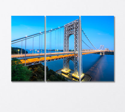 George Washington Bridge the Hudson River New York Canvas Print-Canvas Print-CetArt-3 Panels-36x24 inches-CetArt