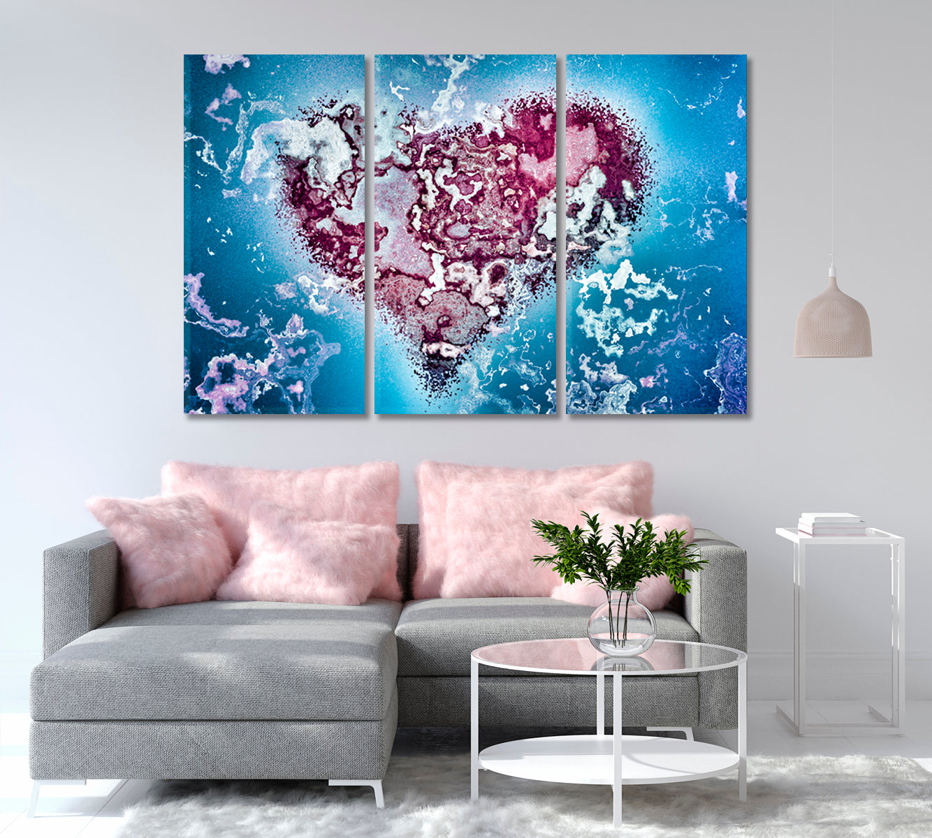 Abstract Purple Marble Heart Canvas Print-Canvas Print-CetArt-3 Panels-36x24 inches-CetArt