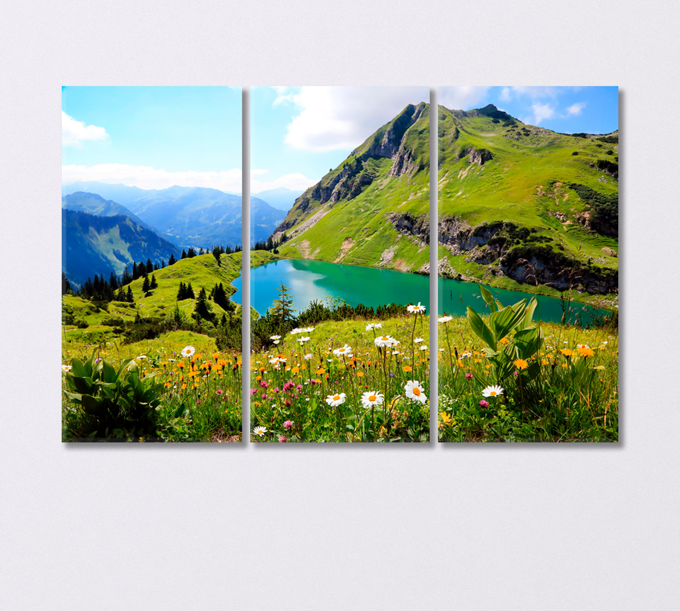 Lake Eibsee in the Bavarian Alps Canvas Print-Canvas Print-CetArt-3 Panels-36x24 inches-CetArt