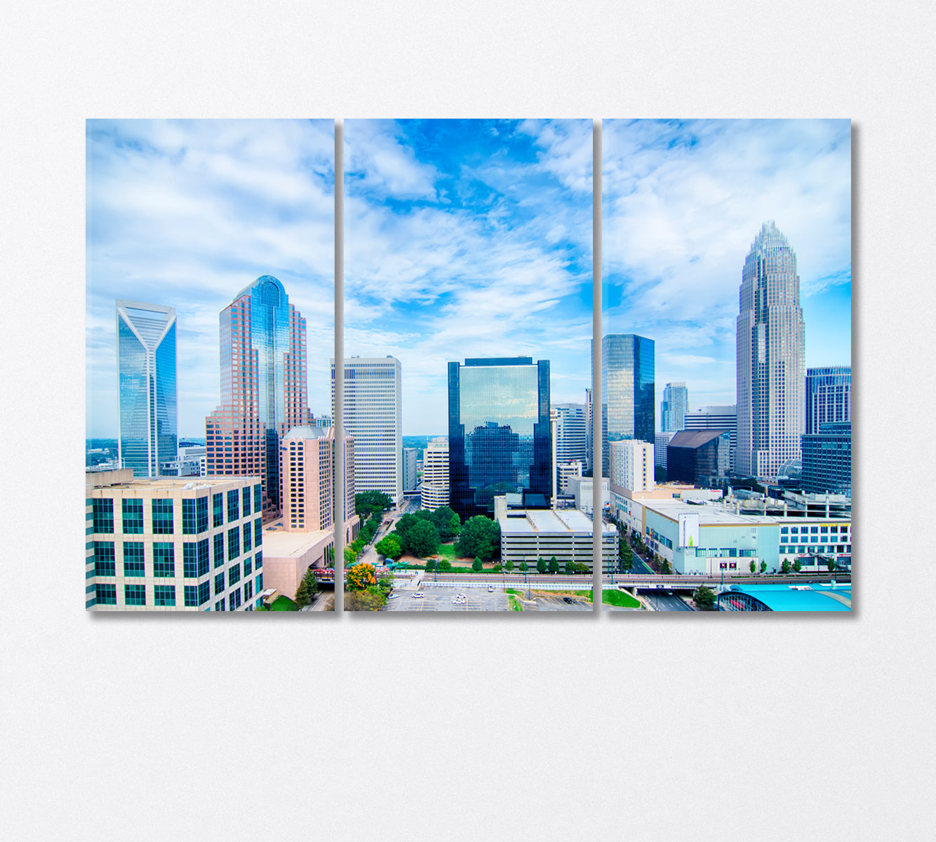 Skyscrapers Charlotte North Carolina USA Canvas Print-Canvas Print-CetArt-3 Panels-36x24 inches-CetArt