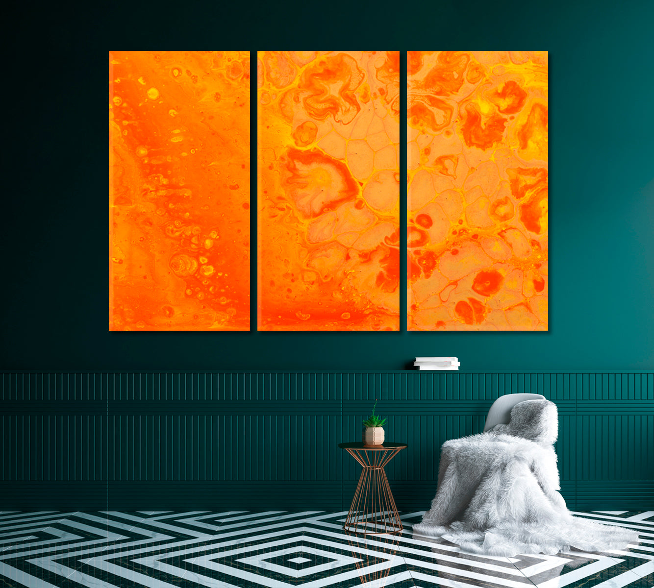 Abstract Bright Orange Watercolor Pattern Canvas Print-Canvas Print-CetArt-1 Panel-24x16 inches-CetArt