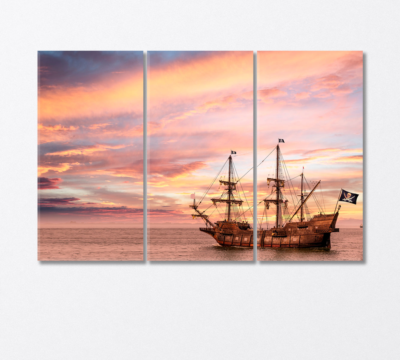 Vintage Pirate Ship Canvas Print-Canvas Print-CetArt-3 Panels-36x24 inches-CetArt