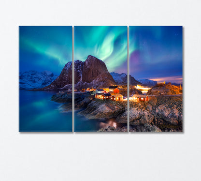 Northern Lights the Lofoten Islands Norway Canvas Print-Canvas Print-CetArt-3 Panels-36x24 inches-CetArt