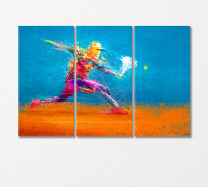 Abstract Tennis Player Canvas Print-CetArt-3 Panels-36x24 inches-CetArt