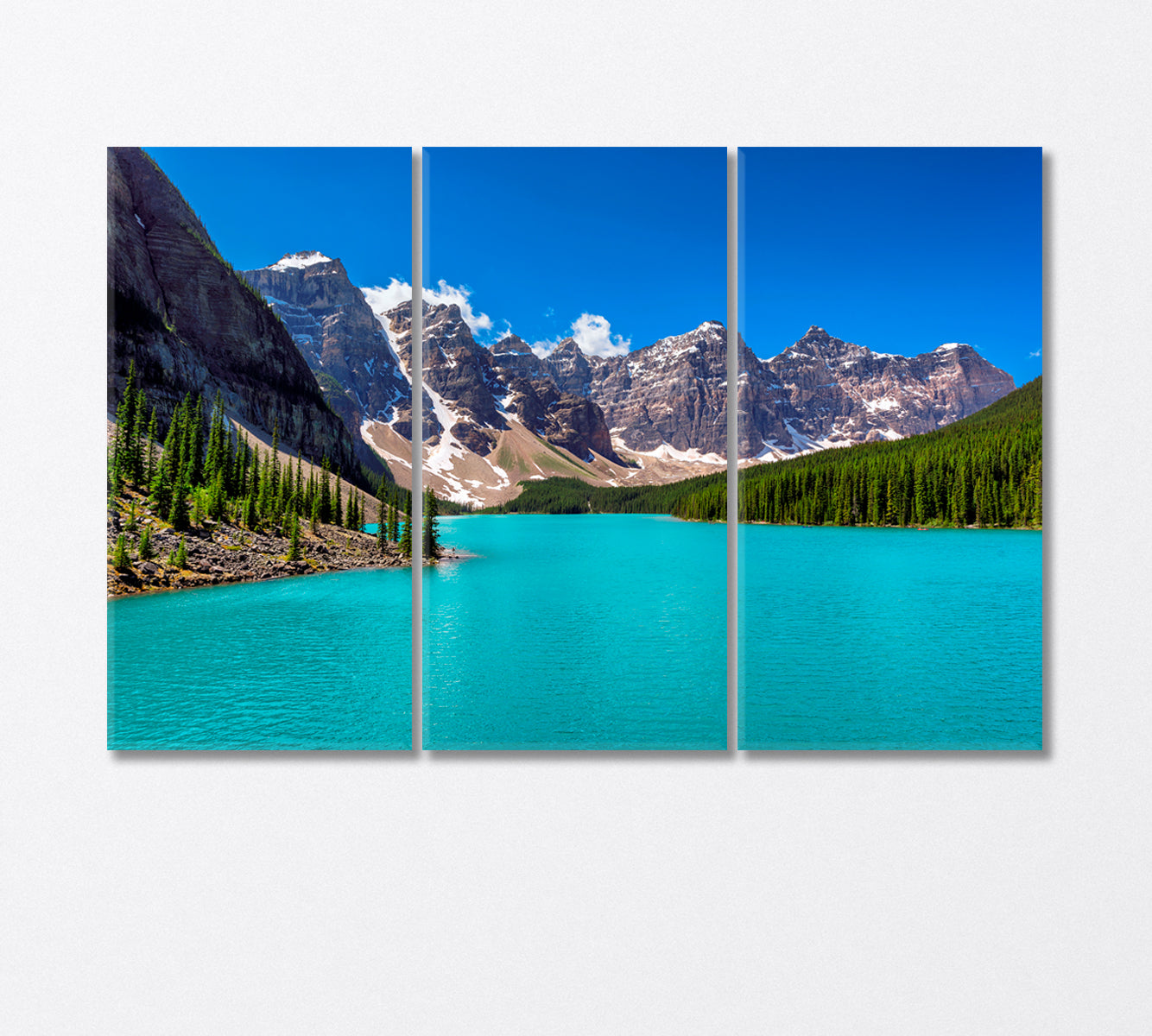 Turquoise Lake in the Rocky Mountains Canada Canvas Print-Canvas Print-CetArt-3 Panels-36x24 inches-CetArt