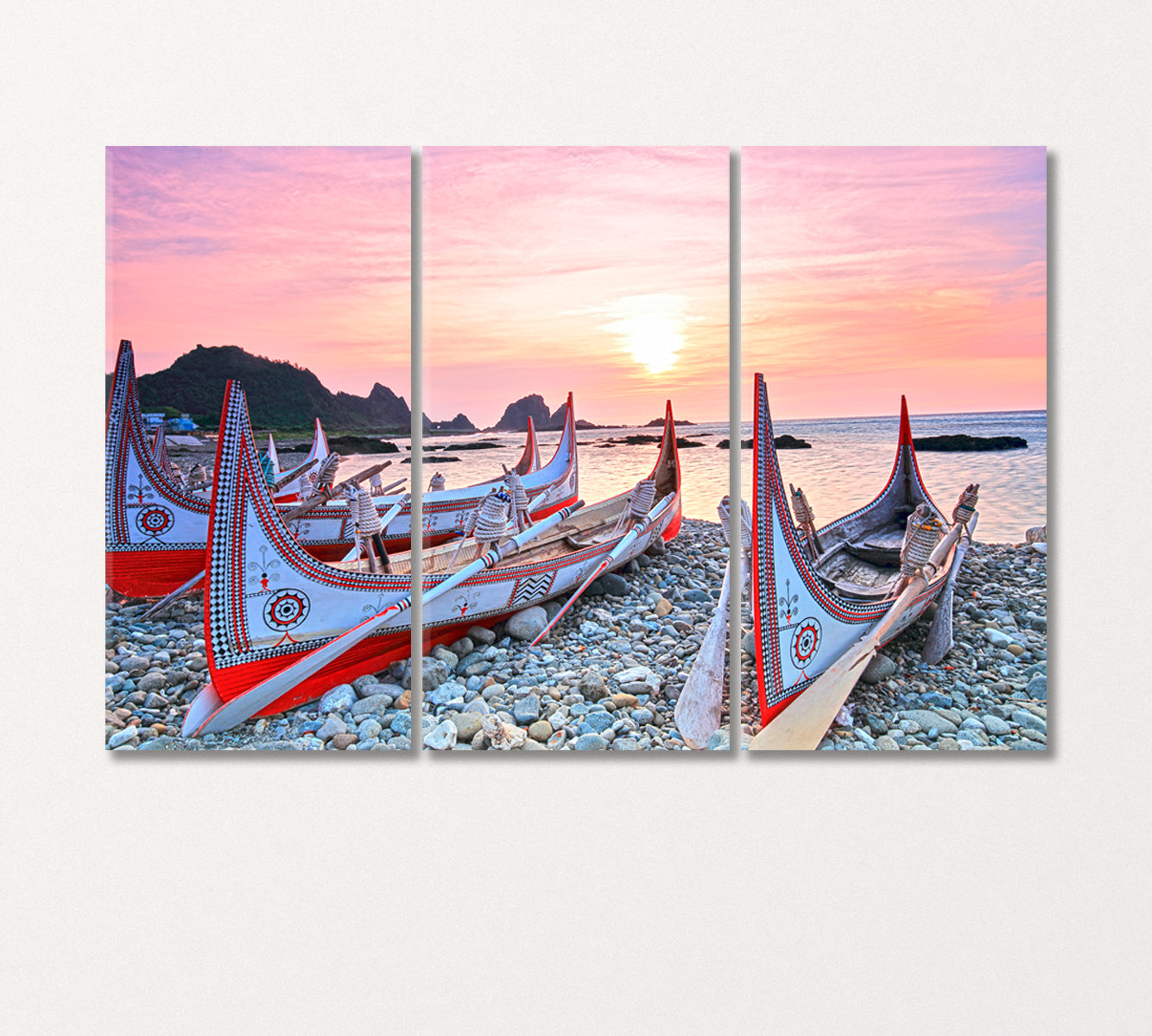 Canoe on the Sea Coast Thailand Canvas Print-Canvas Print-CetArt-3 Panels-36x24 inches-CetArt