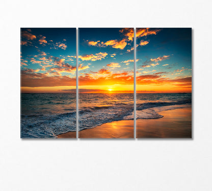 Sunrise over the Beach Punta Cana Canvas Print-Canvas Print-CetArt-3 Panels-36x24 inches-CetArt