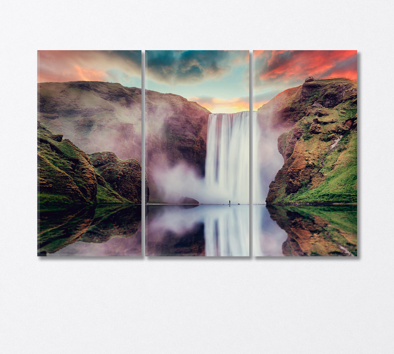 The Breathtaking Beauty of Skogafoss Falls Iceland Canvas Print-Canvas Print-CetArt-3 Panels-36x24 inches-CetArt