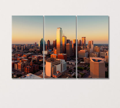 Dallas Cityscape at Sunset USA Canvas Print-Canvas Print-CetArt-3 Panels-36x24 inches-CetArt